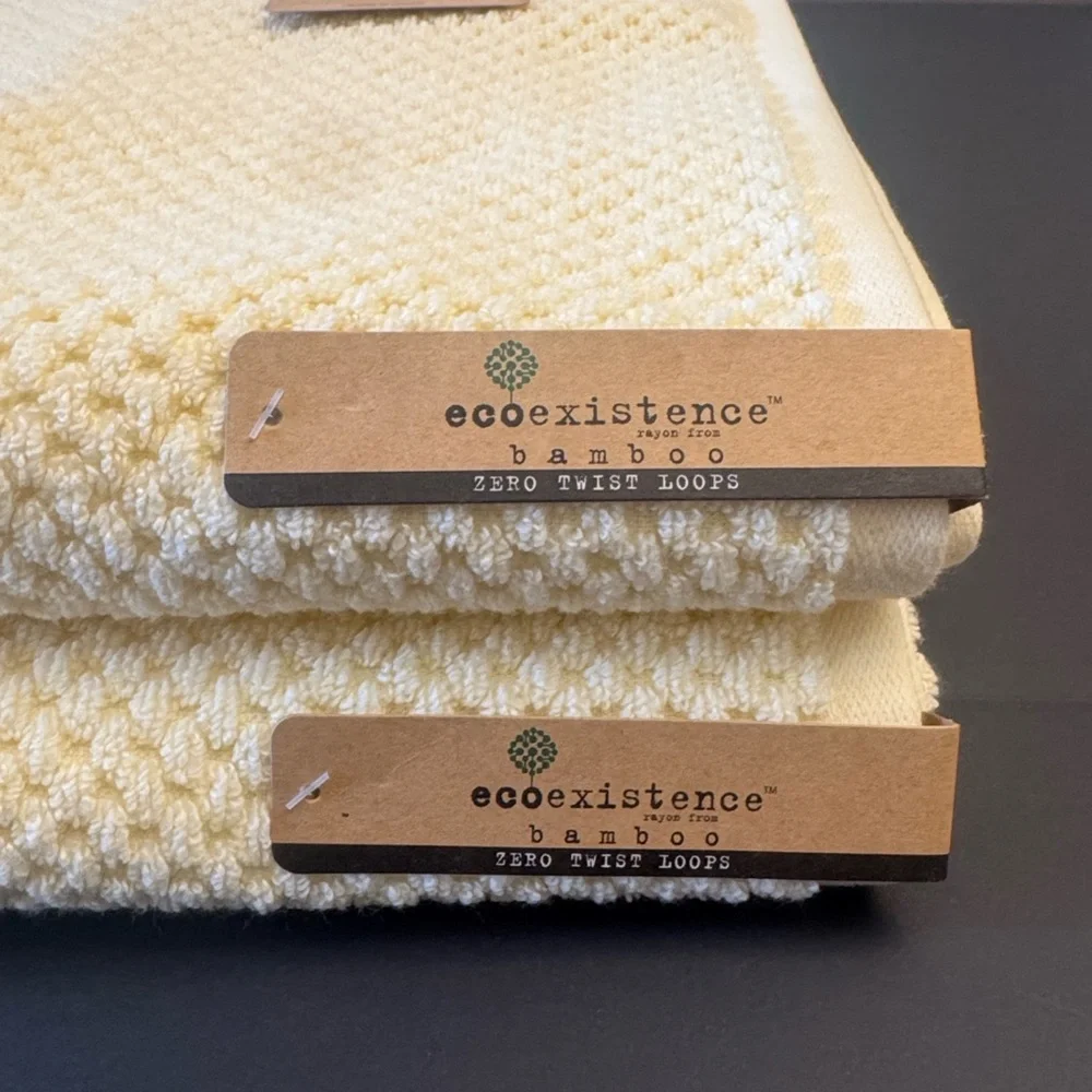 2pc ECOEXISTENCE Bamboo Yellow Zero Twist Loops Bath Towel Set - Daffodil